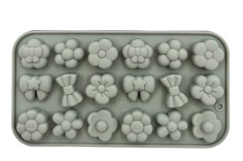 Molde silicona 18 flores surtidas y moños